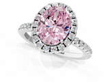 White gold Fancy Pink Oval  Halo Round Diamond Pavé Band Four-Prong Ring_4
