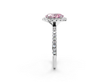 White gold Fancy Pink Oval  Halo Round Diamond Pavé Band Four-Prong Ring_5