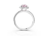 White gold Fancy Pink Oval  Halo Round Diamond Pavé Band Four-Prong Ring_6