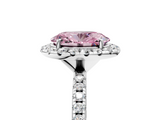White gold Fancy Pink Oval  Halo Round Diamond Pavé Band Four-Prong Ring_8