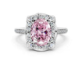 White gold Fancy Pink Oval  Halo Round Diamond Pave Band with Four-Prong Setting_50
