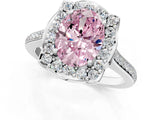 White gold Fancy Pink Oval  Halo Round Diamond Pave Band with Four-Prong Setting_51