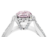 White gold Fancy Pink Oval  Halo Round Diamond Pave Band with Prong Setting 5