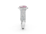 White gold Fancy Pink Oval  Halo Round Diamond Pave Band with Prong Setting_26