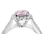 White gold Fancy Pink Oval  Halo Round Diamond Pave Band with Prong Setting_28
