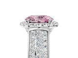 White gold Fancy Pink Oval  Halo Round Diamond Pave Band with Prong Setting_29