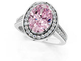 White gold Fancy Pink Oval  Halo Solitaire Diamond Ring with Pave Band and Bezel Setting_50