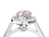 White gold Fancy Pink Oval  Halo Solitaire Diamond Ring with Pave Band and Bezel Setting_53