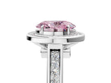 White gold Fancy Pink Oval  Halo Solitaire Diamond Ring with Pave Band and Bezel Setting_54