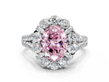 White gold Fancy Pink Oval  Halo Split Shank Diamond Engagement Ring with Pave Band and Four-Prong Setting_55
