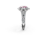 White gold Fancy Pink Oval  Halo Split Shank Diamond Engagement Ring with Pave Band and Four-Prong Setting_56