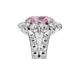 White gold Fancy Pink Oval  Halo Split Shank Diamond Engagement Ring with Pave Band and Four-Prong Setting_60