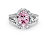 White gold Fancy Pink Oval  Halo Split Shank Diamond Ring with Four-Prong Setting_32