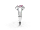 White gold Fancy Pink Oval  Halo Split Shank Diamond Ring with Four-Prong Setting_34