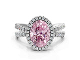 White gold Fancy Pink Oval  Halo Split Shank Diamond Ring with Pavé Setting_38