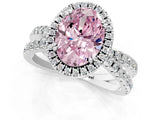 White gold Fancy Pink Oval  Halo Split Shank Diamond Ring with Pavé Setting_39