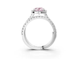 White gold Fancy Pink Oval  Halo Split Shank Diamond Ring with Pavé Setting_41