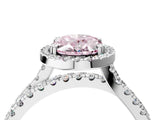 White gold Fancy Pink Oval  Halo Split Shank Diamond Ring with Pavé Setting_42