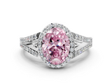 White gold Fancy Pink Oval  Halo Split Shank Diamond Ring with Prong Setting_20