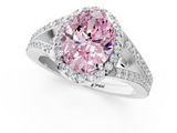 White gold Fancy Pink Oval  Halo Split Shank Diamond Ring with Prong Setting_21