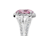 White gold Fancy Pink Oval  Halo Split Shank Diamond Ring with Prong Setting_25