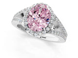 White gold Fancy Pink Oval  Halo Split Shank Pave Diamond Ring with Four-Prong Setting_50