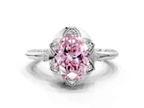 White gold Fancy Pink Oval  Halo Split Shank Pave Diamond Ring with Petal Prong Setting_44