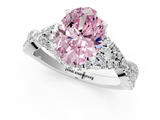 White gold Fancy Pink Oval  Halo Twist Band Solitaire Prong Setting Ring_77