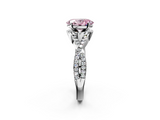 White gold Fancy Pink Oval  Halo Twist Band Solitaire Prong Setting Ring_78
