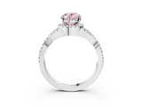 White gold Fancy Pink Oval  Halo Twist Band Solitaire Prong Setting Ring_79