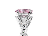 White gold Fancy Pink Oval  Halo Twist Band Solitaire Prong Setting Ring_81