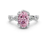White gold Fancy Pink Oval  Halo Twist Band Solitaire Ring with Six-Prong Setting_32