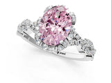 White gold Fancy Pink Oval  Halo Twist Band Solitaire Ring with Six-Prong Setting_33