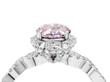 White gold Fancy Pink Oval  Halo Twist Band Solitaire Ring with Six-Prong Setting_36