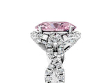 White gold Fancy Pink Oval  Halo Twist Band Solitaire Ring with Six-Prong Setting_37