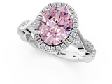White gold Fancy Pink Oval  Halo Twist Band Solitaire Ring_21