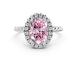 White gold Fancy Pink Oval  Halo Twisted Band Four-Prong Diamond Ring_20