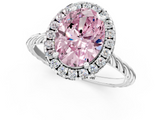 White gold Fancy Pink Oval  Halo Twisted Band Four-Prong Diamond Ring_21