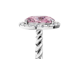 White gold Fancy Pink Oval  Halo Twisted Band Four-Prong Diamond Ring_25