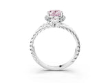 White gold Fancy Pink Oval  Halo Twisted Band Four-Prong Ring_35