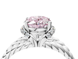 White gold Fancy Pink Oval  Halo Twisted Band Four-Prong Ring_36