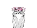White gold Fancy Pink Oval  Halo Twisted Band Four-Prong Ring_37