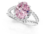 White gold Fancy Pink Oval  Halo Twisted Band Four-Prong Ring_38