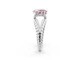 White gold Fancy Pink Oval  Halo Twisted Band Four-Prong Ring_39