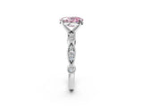 White gold Fancy Pink Oval  Milgrain Bezel Diamond Engagement Ring with Solitaire Prong Setting_169