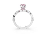 White gold Fancy Pink Oval  Milgrain Bezel Diamond Engagement Ring with Solitaire Prong Setting_170