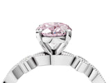 White gold Fancy Pink Oval  Milgrain Bezel Diamond Engagement Ring with Solitaire Prong Setting_171