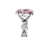 White gold Fancy Pink Oval  Milgrain Bezel Diamond Engagement Ring with Solitaire Prong Setting_172