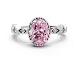 White gold Fancy Pink Oval  Milgrain Marquise Diamond Twist Band Ring_62