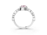 White gold Fancy Pink Oval  Milgrain Marquise Diamond Twist Band Ring_65